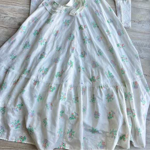 Vintage 1970’s Hippy Prairie Gunne Sax Style Long Sleeve Lace Maxi Dress - Picture 7 of 12